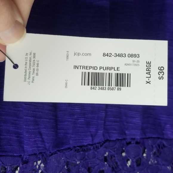 Color 3/3: intrepid purple bell sleeve w lace A New Approach top - Picture 4 of 5